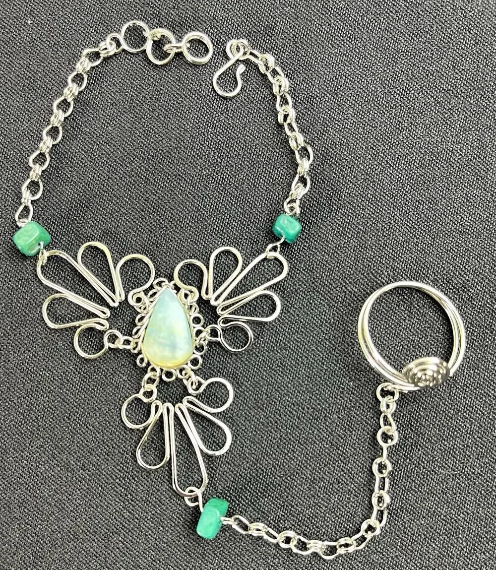 Slave Bracelet From Perú Handmade With Andean Opal Stone